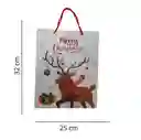 Bolsa De Regalo Navidad Reno Merry Christmas Mediana 32 Cm X 25 Cm