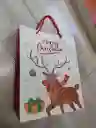 Bolsa De Regalo Navidad Reno Merry Christmas Mediana 32 Cm X 25 Cm
