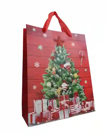 Bolsa De Regalo Navidad Roja Arbol De Navidad Mediana 32 Cm X 25 Cm