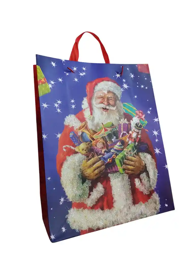 Bolsa De Regalo Navidad Papa Noel Con Dulces Mediana 32 Cm X 25 Cm