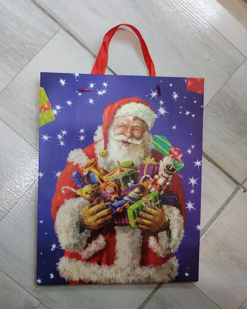 Bolsa De Regalo Navidad Papa Noel Con Dulces Mediana 32 Cm X 25 Cm
