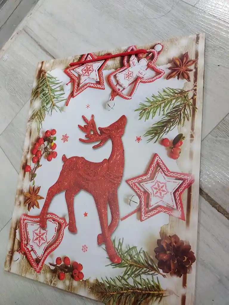 Bolsa De Regalo Navidad Reno Rojo Mediana 32 Cm X 25 Cm