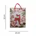 Bolsa De Regalo Navidad Reno Rojo Mediana 32 Cm X 25 Cm