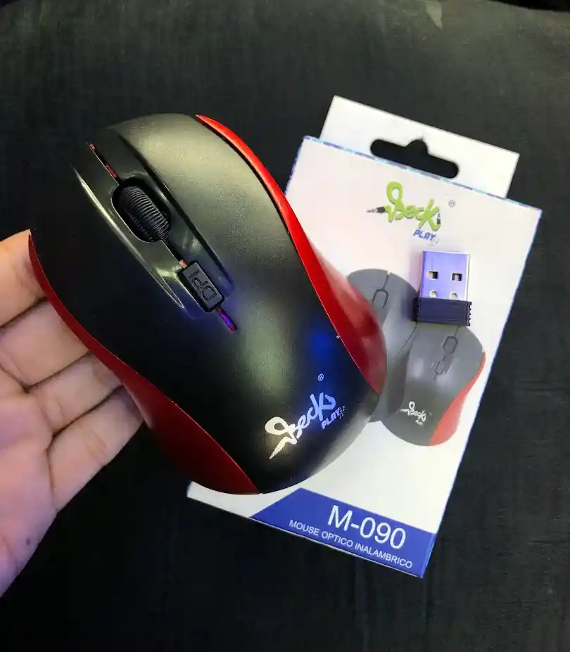 Mouse Inalambrico Negro Con Rojo Beck Pequeño