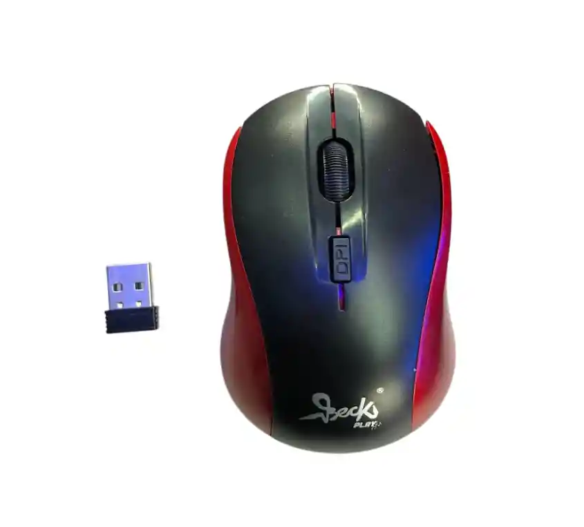 Mouse Inalambrico Negro Con Rojo Beck Pequeño