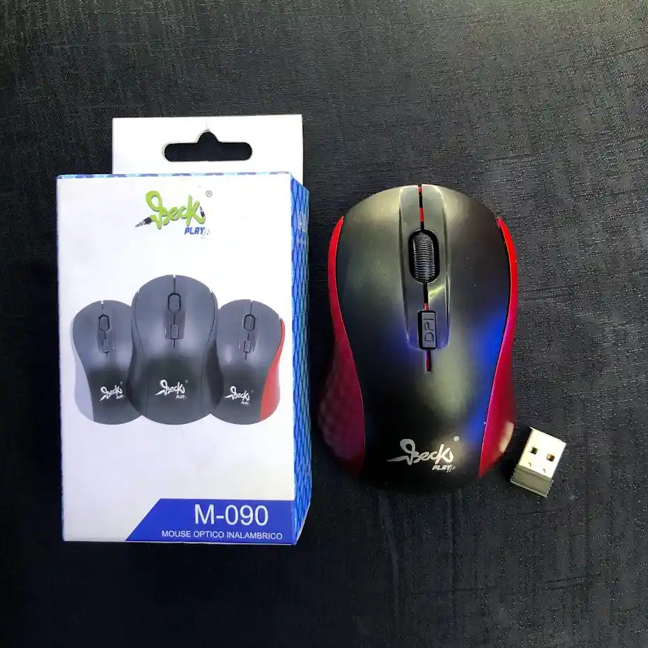 Mouse Inalambrico Negro Con Rojo Beck Pequeño