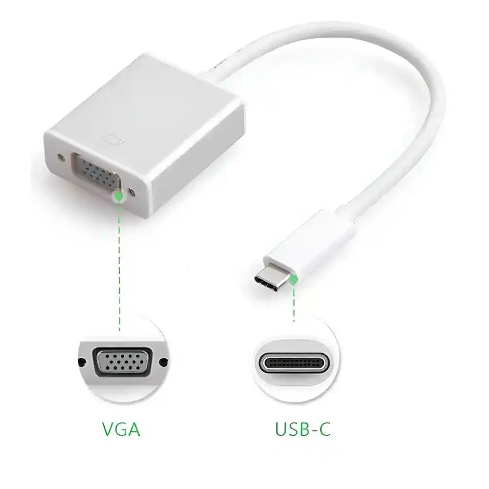 Adaptador Usb Tipo Type C 3.1 A Vga Color Blanco