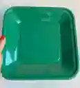 Platos Plasticos Verdes Cuadrados 23 Cms X 10 Unds