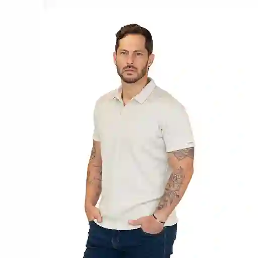 Camiseta Polo Slim Fit Beige Tejida