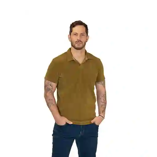 Camiseta Polo Slim Fit Verde/mostasa