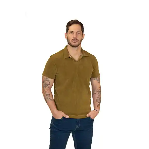Camiseta Polo Slim Fit Verde/mostasa