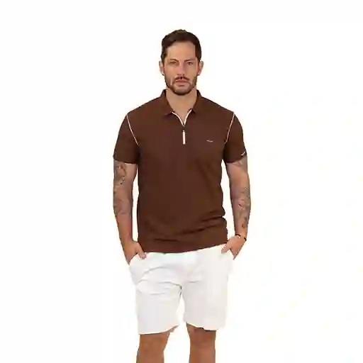 Camiseta Polo Slim Fit Café Con Zipper