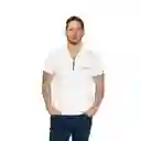 Camiseta Polo Slim Fit Blanca Con Zipper