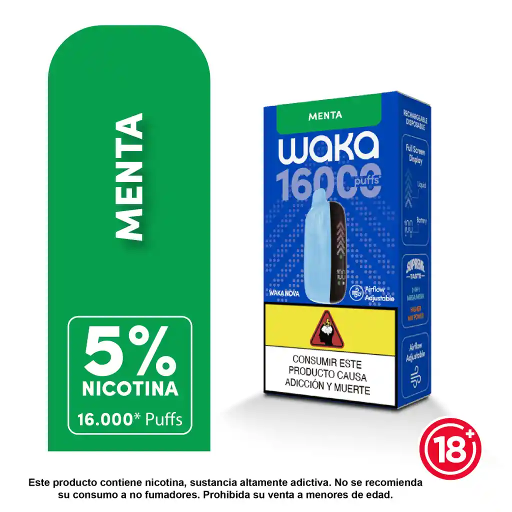 Vape Waka Menta 16000 Puffs 5%