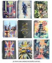 Cuaderno 7 Materias Grande De Hombre Argollado Cuadriculado Diseños Surtidos