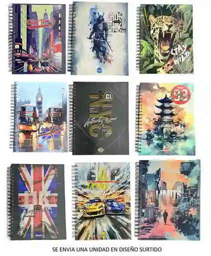 Cuaderno 7 Materias Grande De Hombre Argollado Cuadriculado Diseños Surtidos