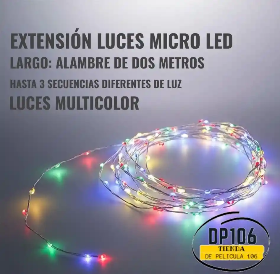 Extension De Luces Decorativas Micro Ledmulticolor 2 Metros Con 3 Secuencias