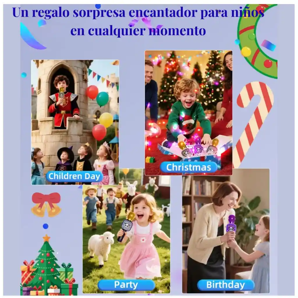 Micrófono Karaoke Inalámbrico Bluetooth Niños 3+ Portátil X7
