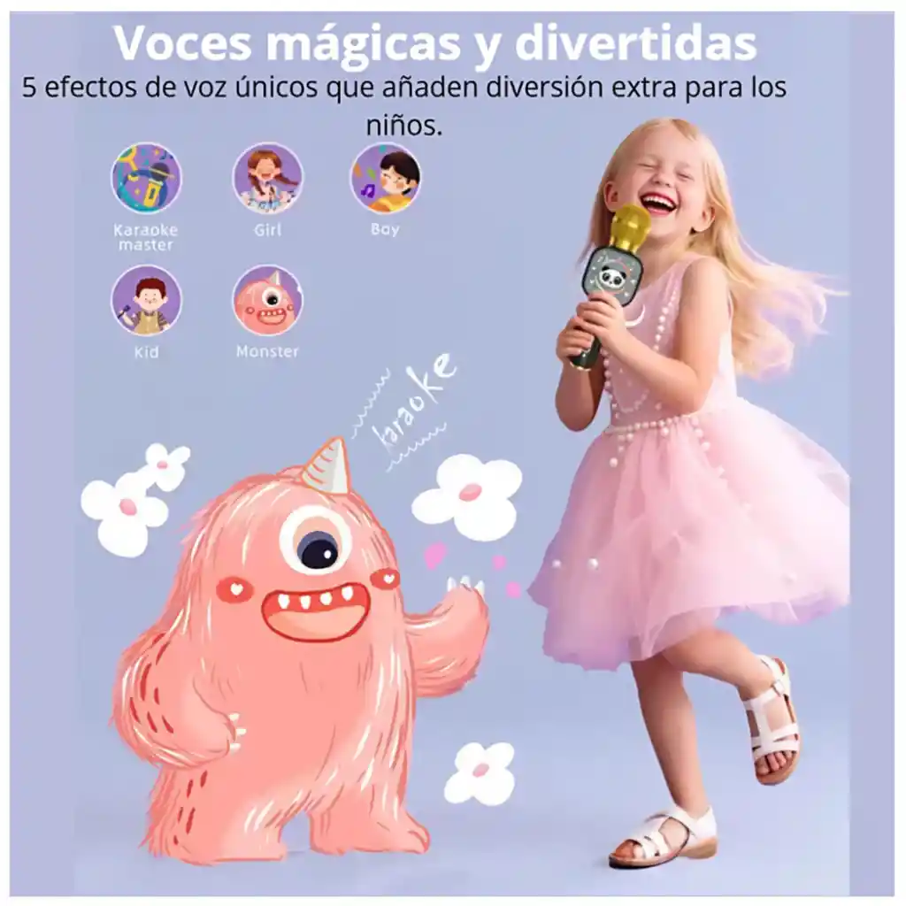 Micrófono Karaoke Inalámbrico Bluetooth Niños 3+ Portátil X7