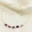 Collar Dorado Con Amatistas Naturales