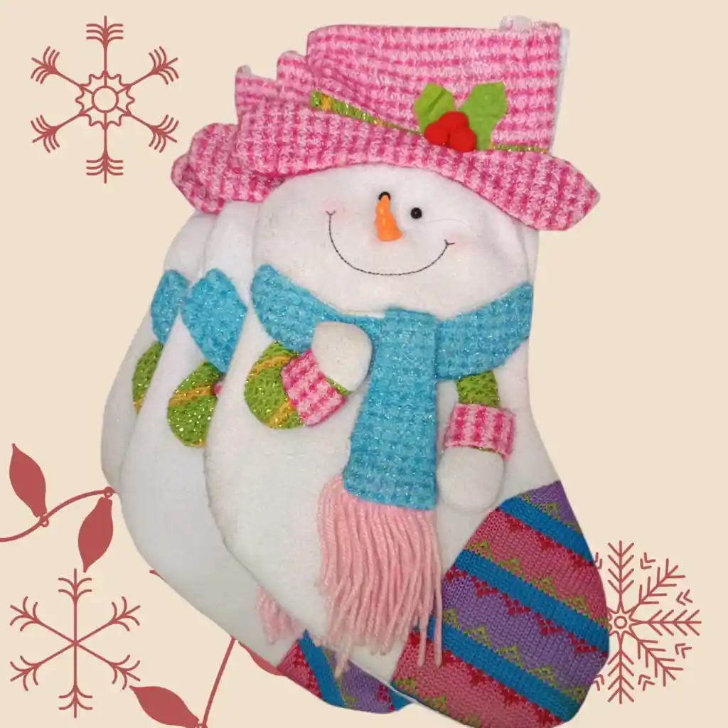 Bota Navideña Muñeco De Nieve