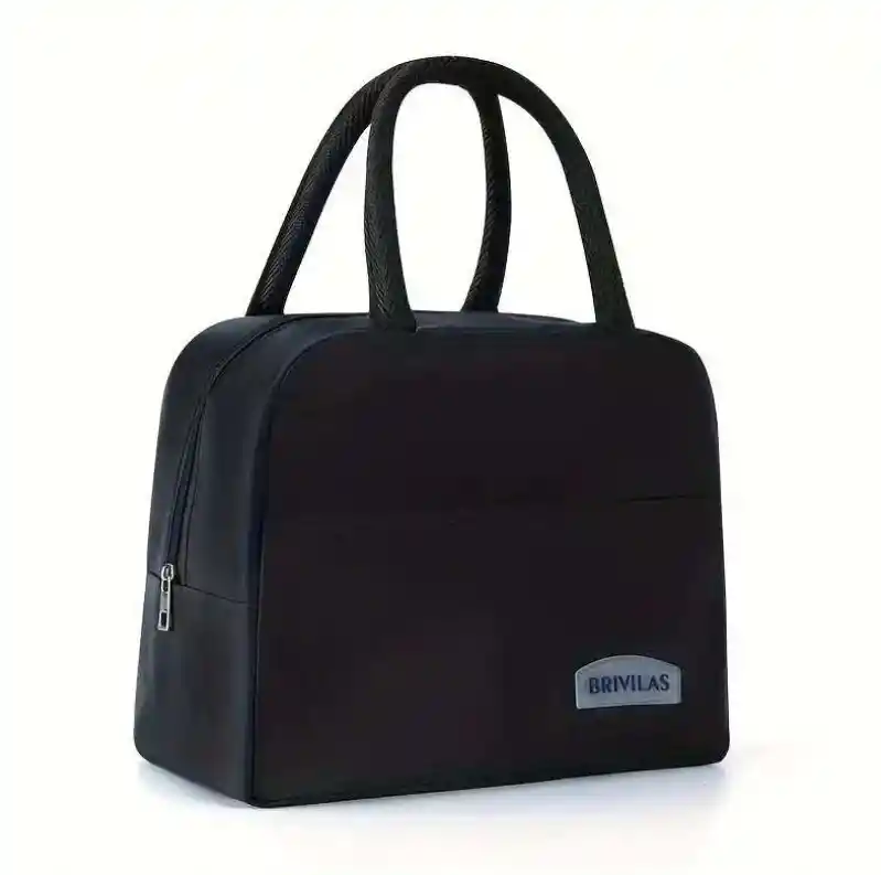 Lonchera Termica Unicolor Correas Brivilas Negro