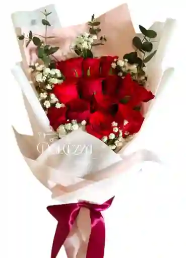 Flores Rosas Rojas X12 En Ramillete