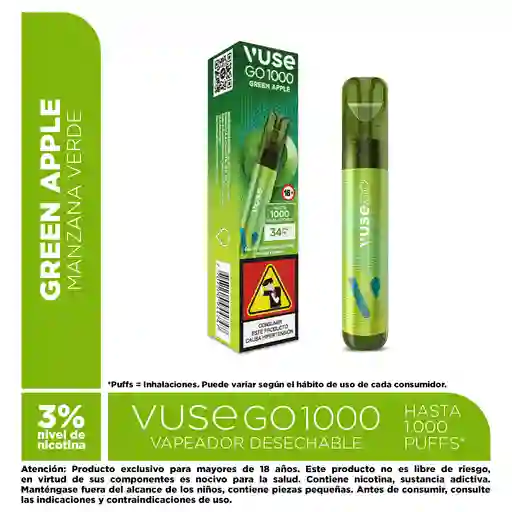 Vape Vuse Go Green Apple 1000 Puffs 3%