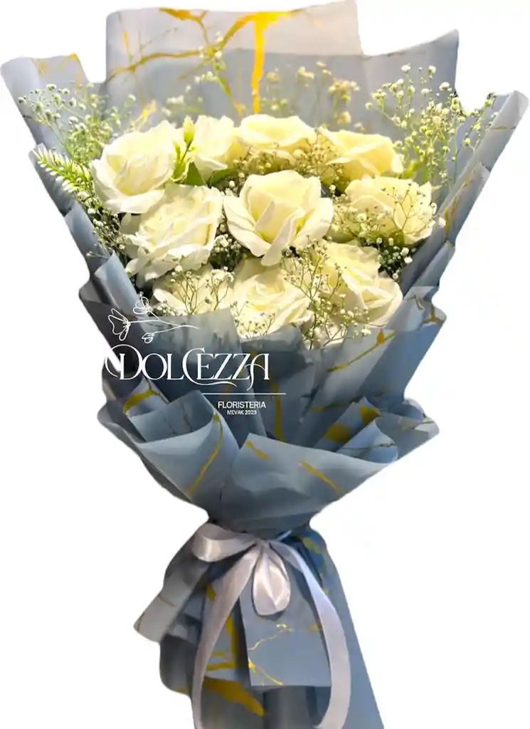 Flores Rosas Blancas En Bouquet