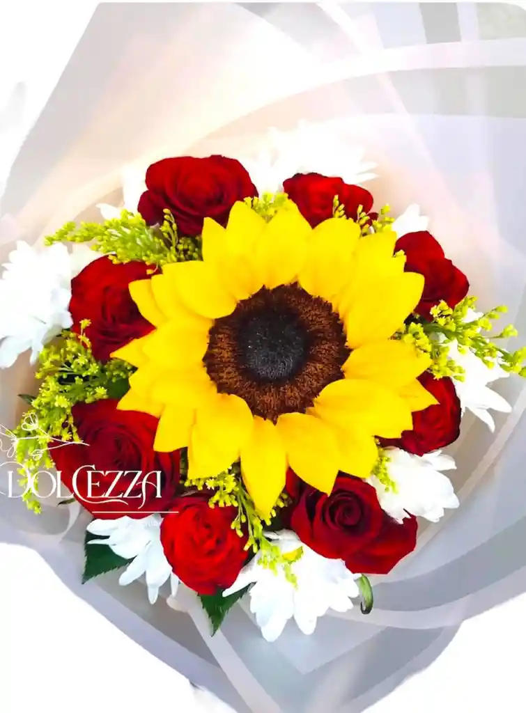 Flores Girasol Y Rosas Rojas Amor