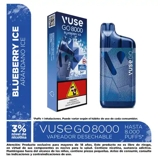 Vape Vuse Go Blueberry Ice 8000 Puffs 3%