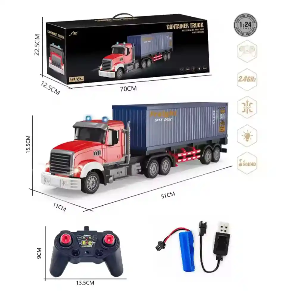 Tractomula Tráiler Camión Control Remoto Juguete Para Niños