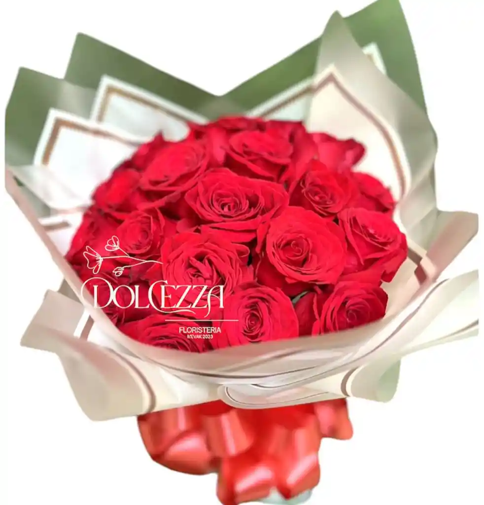 Flores Rosas Rojas En Bouquet X24