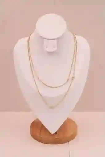 Cadena Doble Detalles De Circones Rodio