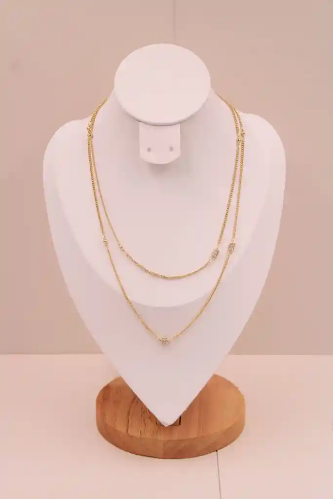 Cadena Doble Detalles De Circones Rodio