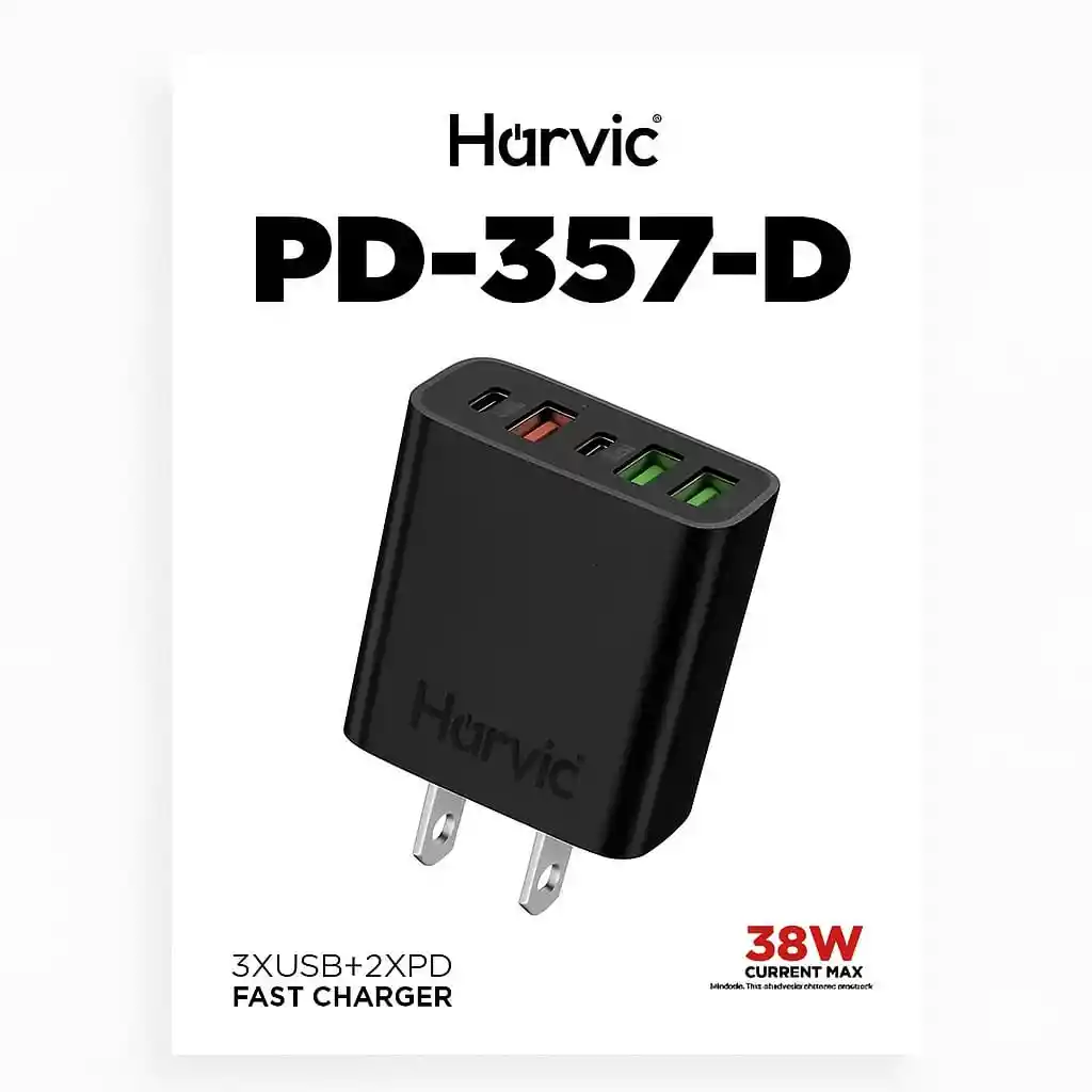 Cargador Rápido Harvic Pd-357-d 38w (3 Usb + 2 Pd)
