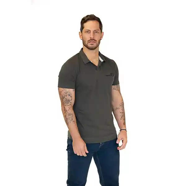 Camiseta Polo Slim Fit Verde Militar