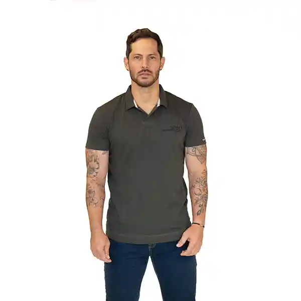 Camiseta Polo Slim Fit Verde Militar