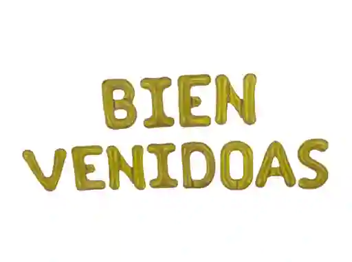 Letrero Globos Bombas Dorado Bienvenidoas Metalizado