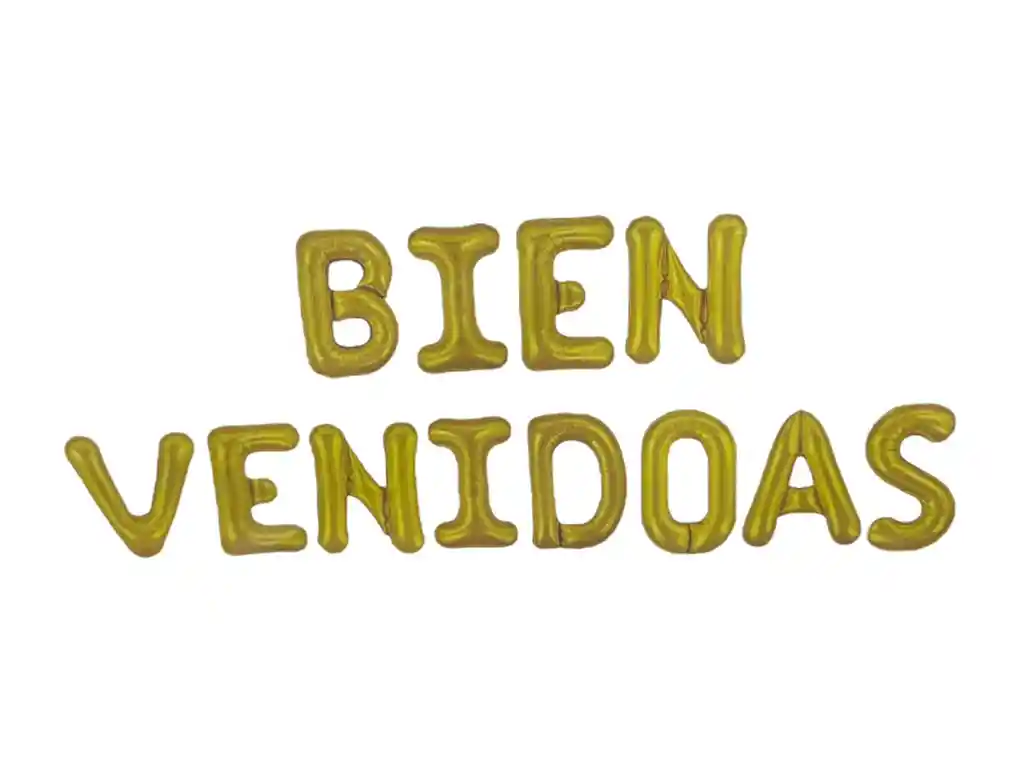 Letrero Globos Bombas Dorado Bienvenidoas Metalizado