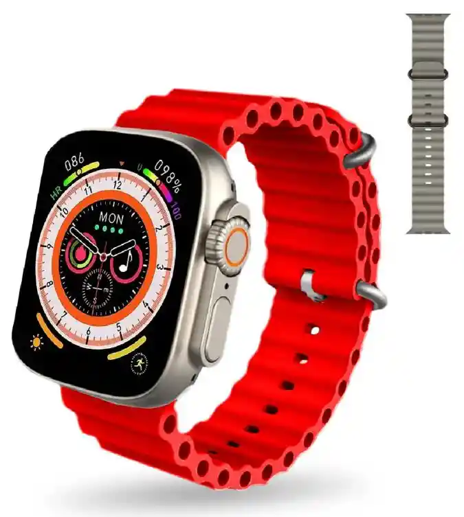 Smartwatch Mobulaa H8 Ultra Pantalla Hd Bluetooth 5.0 Ip67 Rojo