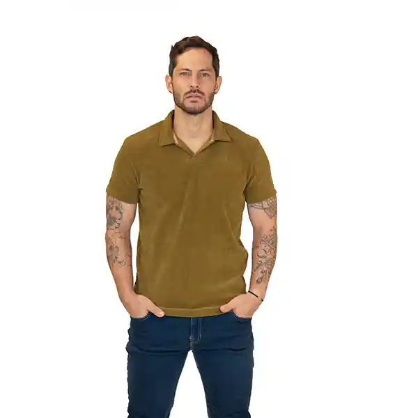 Camiseta Polo Slim Fit Verde/mostasa