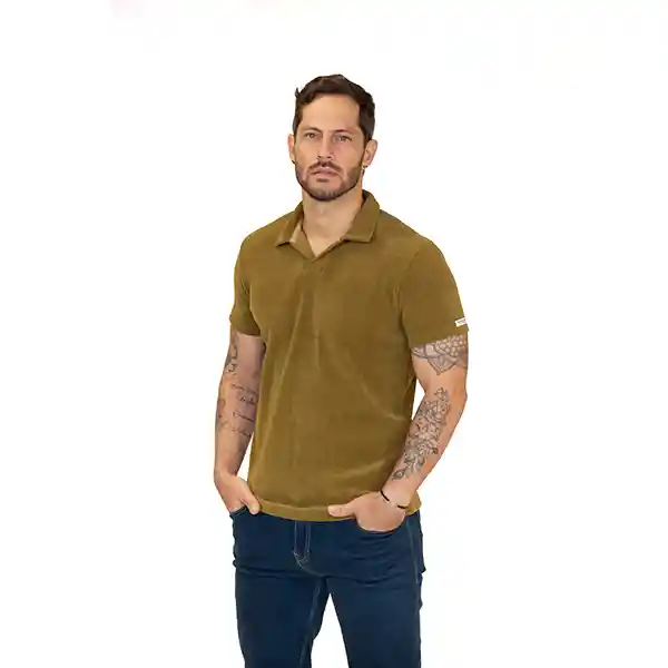 Camiseta Polo Slim Fit Verde/mostasa