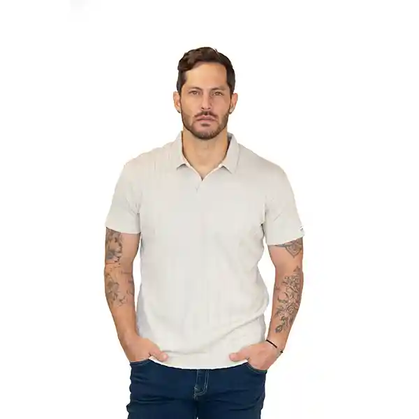 Camiseta Polo Slim Fit Beige Tejida