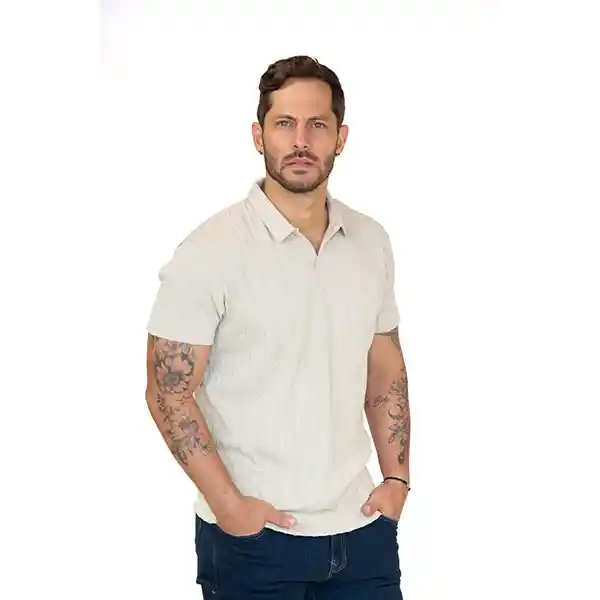 Camiseta Polo Slim Fit Beige Tejida