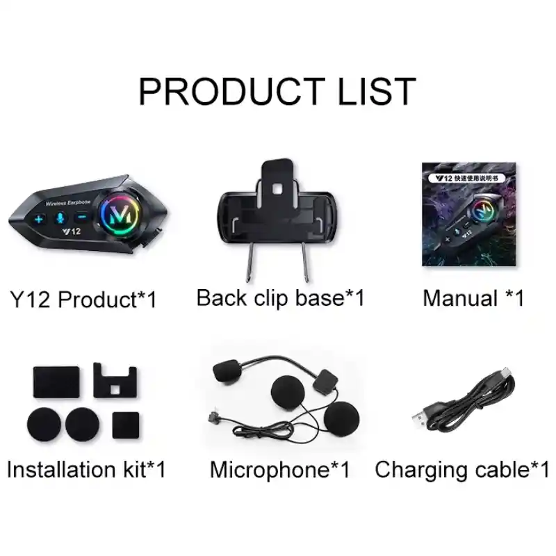 Intercomunicador Casco Moto Y12 Radio Fm Bluetooth Auricular