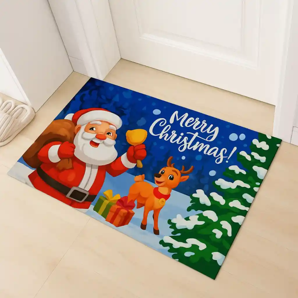 Tapete Navideño Alfombra Decorativa Antideslizante 38x58 Cm