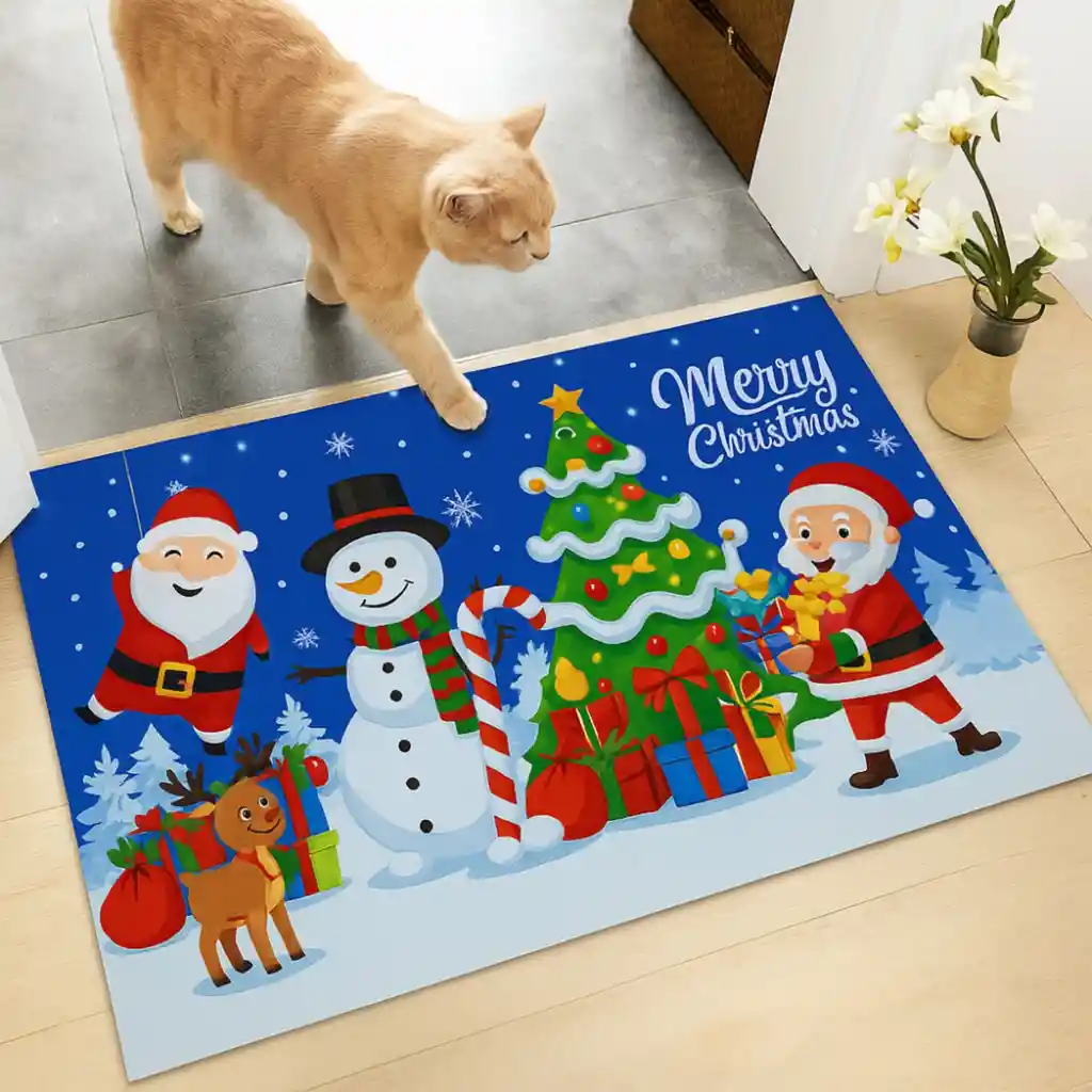Tapete Navideño Alfombra Decorativa Antideslizante 38x58 Cm