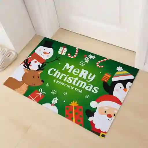 Tapete Navideño Alfombra Decorativa Antideslizante 38x58 Cm
