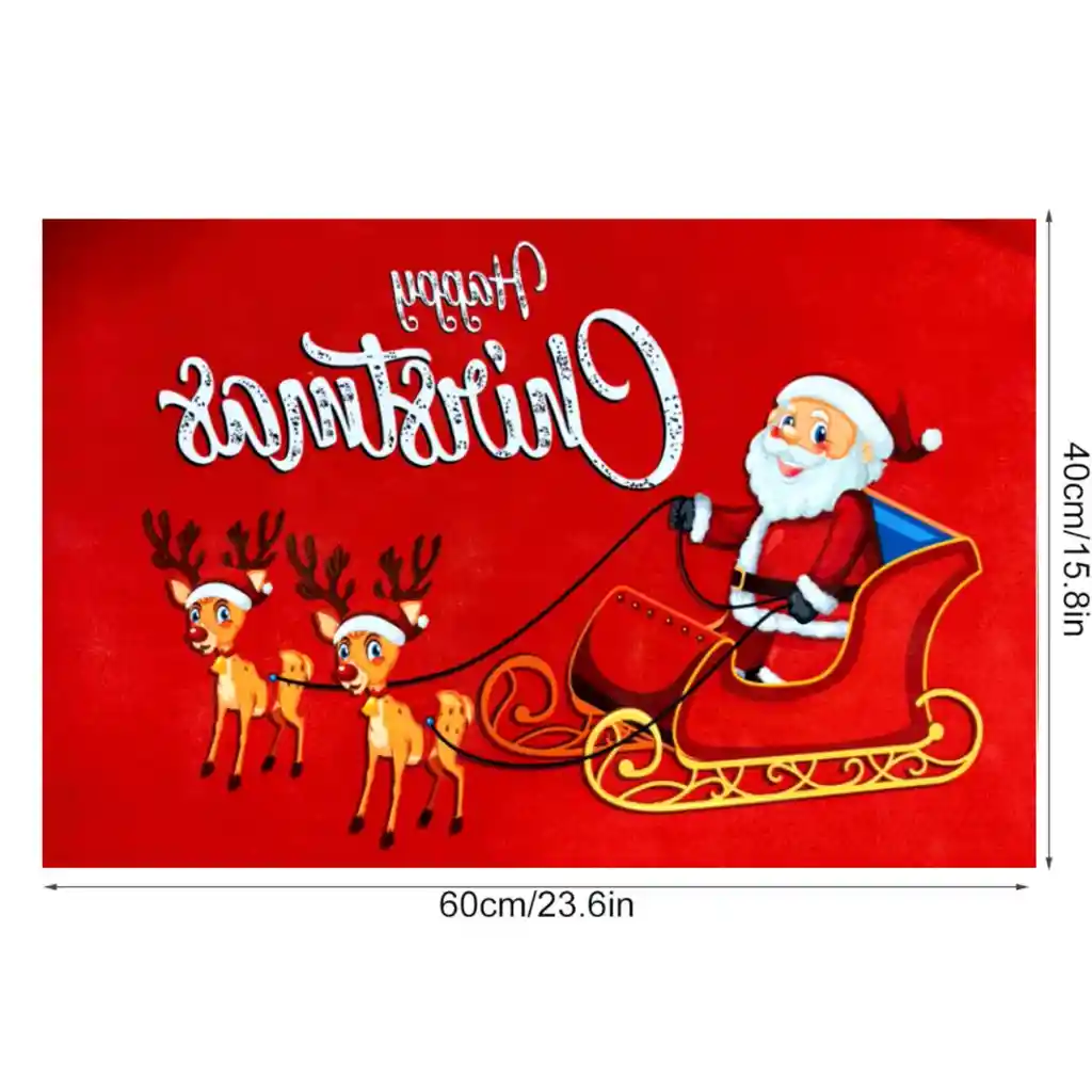 Tapete Navideño Alfombra Decorativa Antideslizante 38x58 Cm
